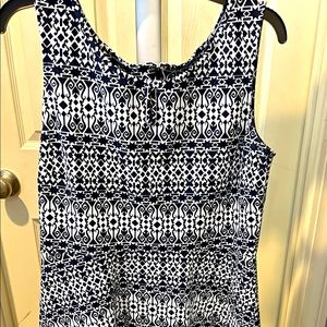 Talbots navy blue and white dress